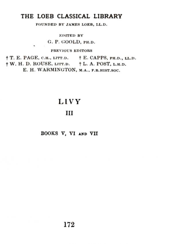 Livy VOL.III The History of Rome